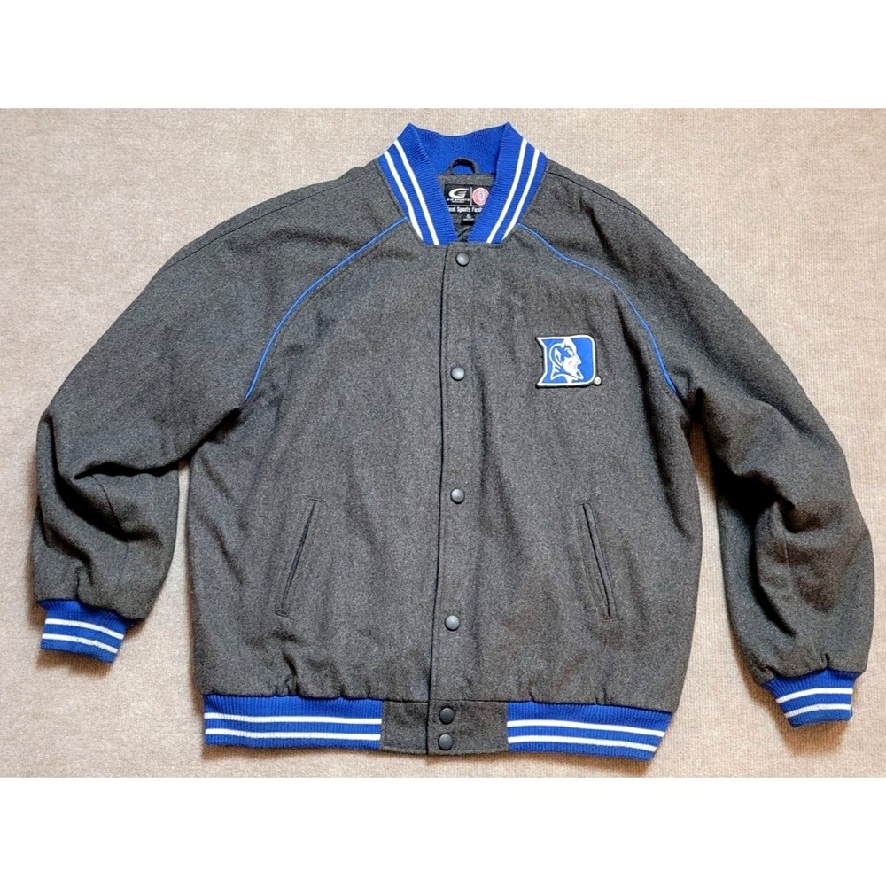 VINTAGE‎ DUKE UNIVERSITY BLUE DEVILS VARSITY JACKET XL G-III SPORTS MEN GREY